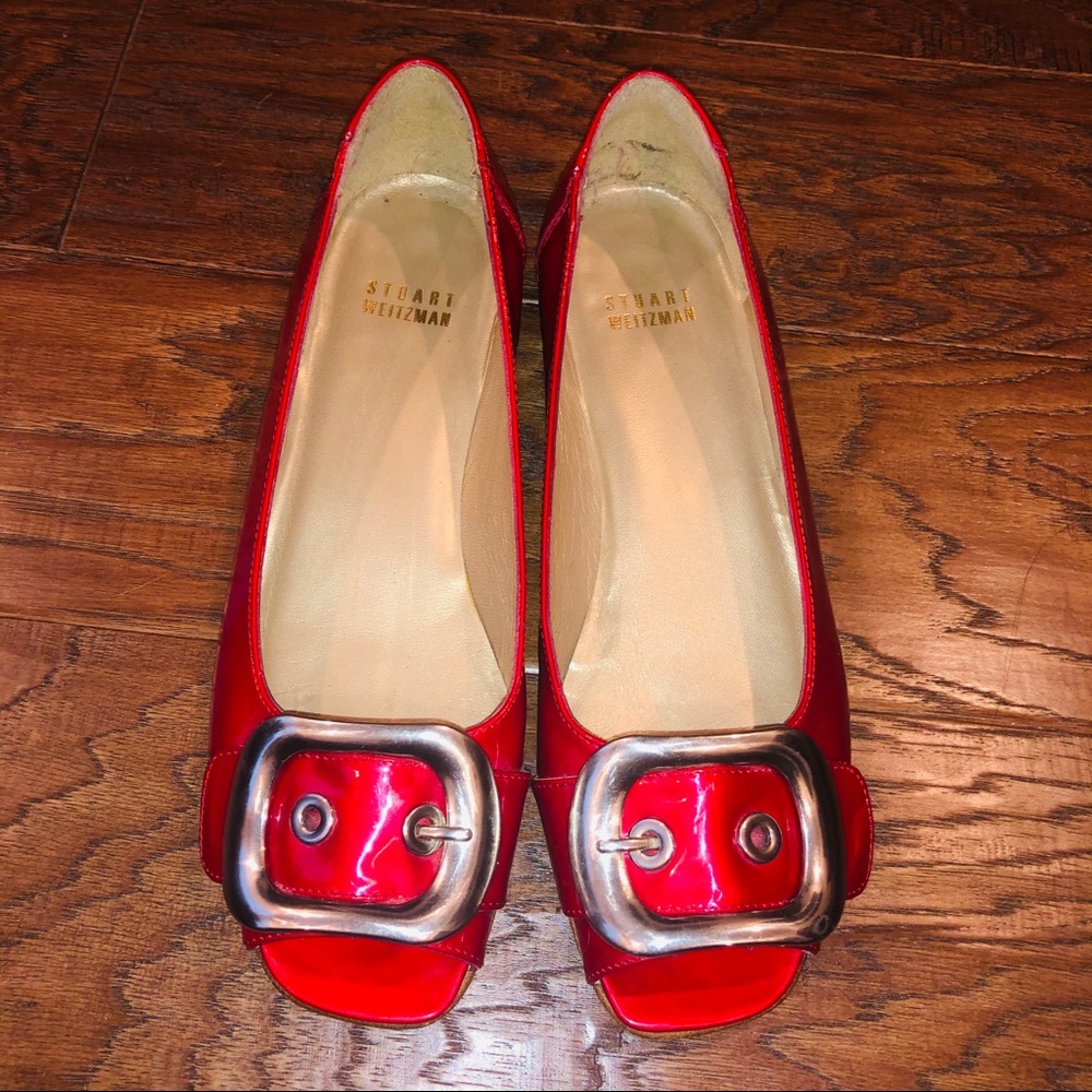 Stuart Weitzman Red Patent Leather Flats